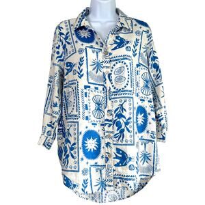 Calypso St Barth Folksy Oversized Top Size Medium Boho Artsy Celestial